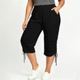 thumbnail image 2 of SwiftWear Women's Plus Size Capri Pants with Pockets Drawstring Hem Split Athletic Lounge Pants Soft Stretch Casual Summer Joggers, 2 of 8