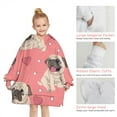 thumbnail image 6 of Pug and Love Heart Blanket Hoodies for Kids 6-13YR Oversize Wearable Blanket Hoodies for Boys Girls Teens, 6 of 7