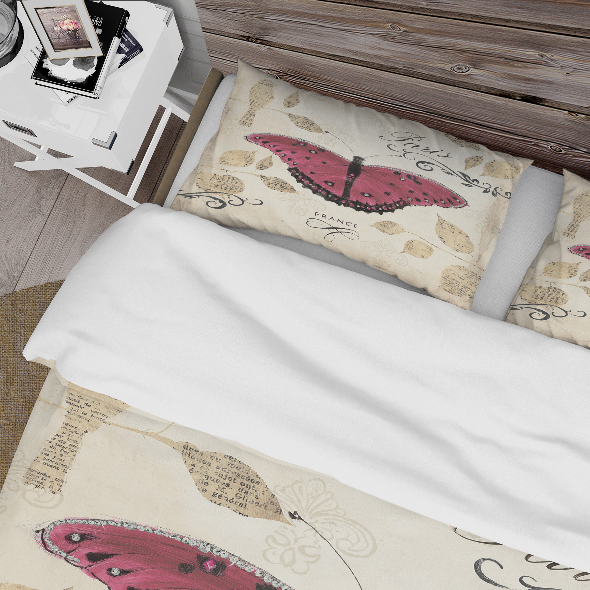 Designart 'Red Farmhouse Butterfly' Farmhouse Duvet Cover Set