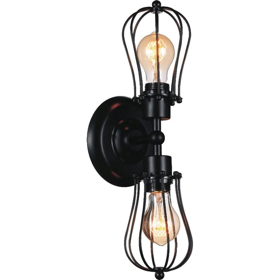 CWI Lighting Tomaso 2 Light Farmhouse Metal Wall Sconce in Black