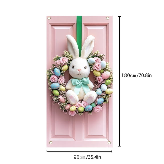 71x35 Inch Easter Bunny Door Banner,Egg Easter Door Banner Accessory Hanging Banner Sign Decoration for Happy Easter Party Favors 1pc