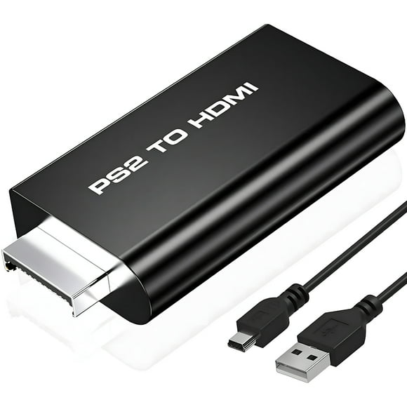 PS2 to HDMI Adapter Video Audio Convertor with 3.5mm Audio Output Compatible with Playstation 2 Component output to HDMI for TV AV HDTV Monitor