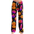 thumbnail image 3 of Halloween Pajama Pants for Women Cute Patterned Jogger Cinch Bottom Casual Wide Leg Sweat Pants with Pockets, 3 of 6