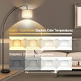 thumbnail image 3 of OUTON 81" Arc Floor Lamp with Remote for Living Room, LED Dimmable Modern Standing Lamps with 4 Color Temperatures, Adjustable Linen Shade, Tall Light for Bedroom (Black+Beige Shade), 3 of 10