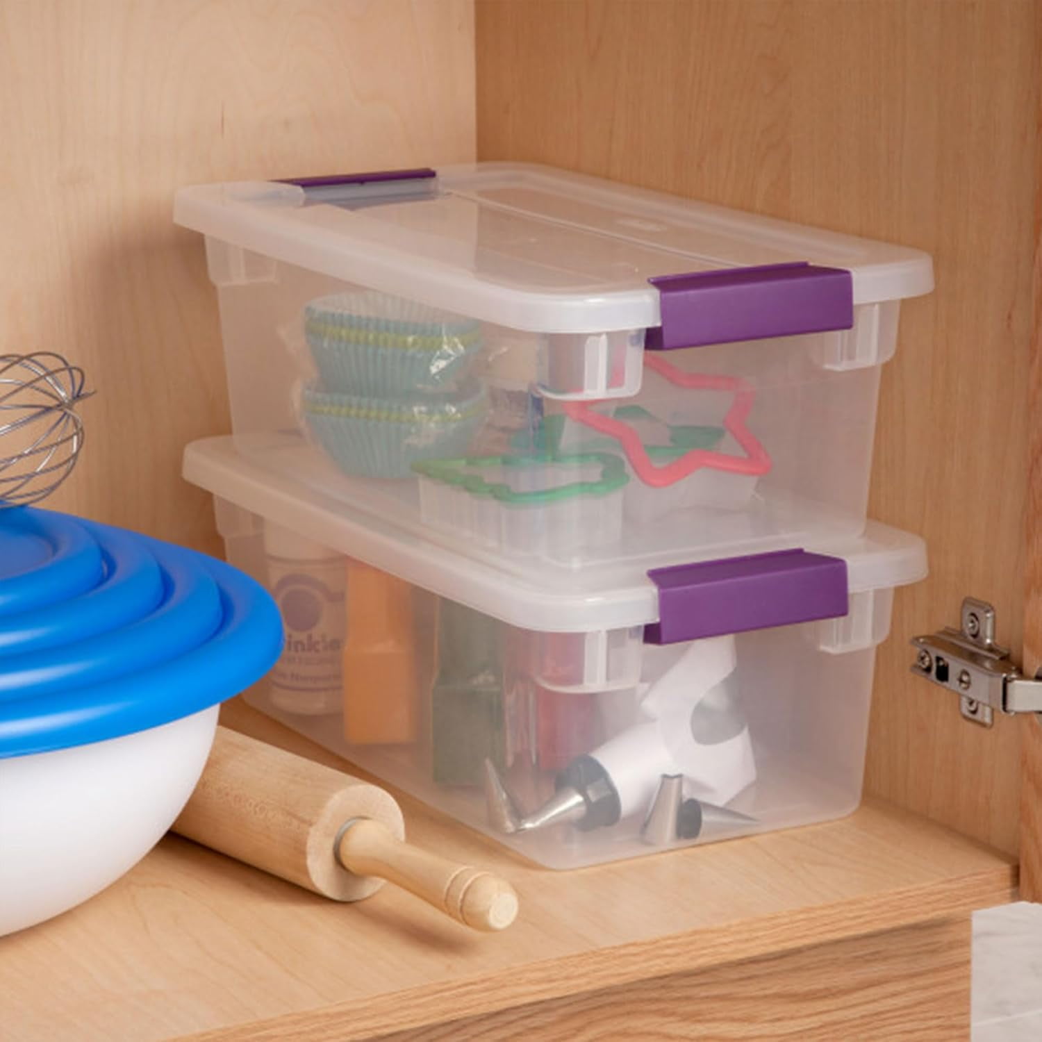 Miemie 12-Pack 6 Quart ClearView Latch Box, Stackable Organizer Bins with Latching Lids - Clear Plastic Organization Containers for Closet, Bedroom, Shelving Units and Everyday Home Storage