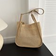 thumbnail image 4 of Bolso de mano tejido para mujer bolso compuesto de cuero PU bolso de playa de gran capacidad ahuecado, 4 of 9