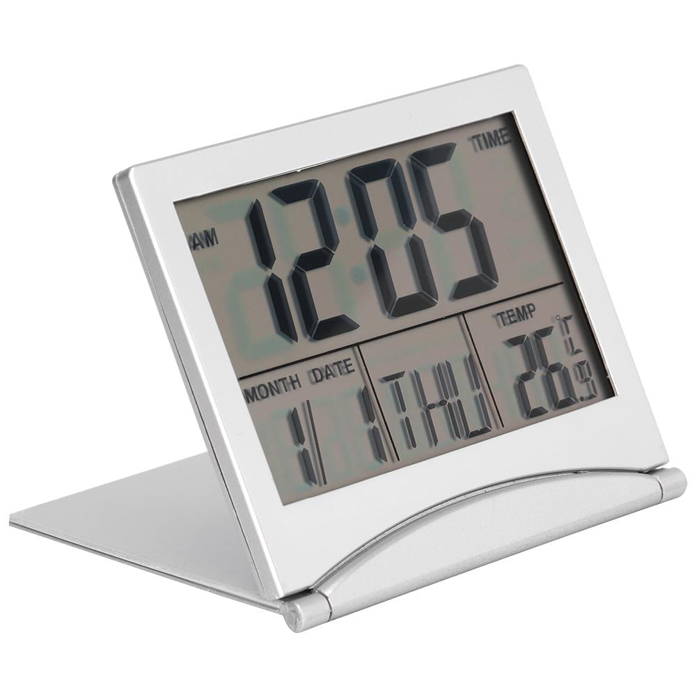 1Pcs Portable Mini Folding Travel Alarm Clock Temperature Calendar Good Quality 
