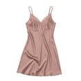 thumbnail image 4 of SELONE Lace Nightgowns for Women Sleep Shirts V Neck Sleepshirt Slit Lace Sleeveless Short Dress Comfy Loungewear, 4 of 5