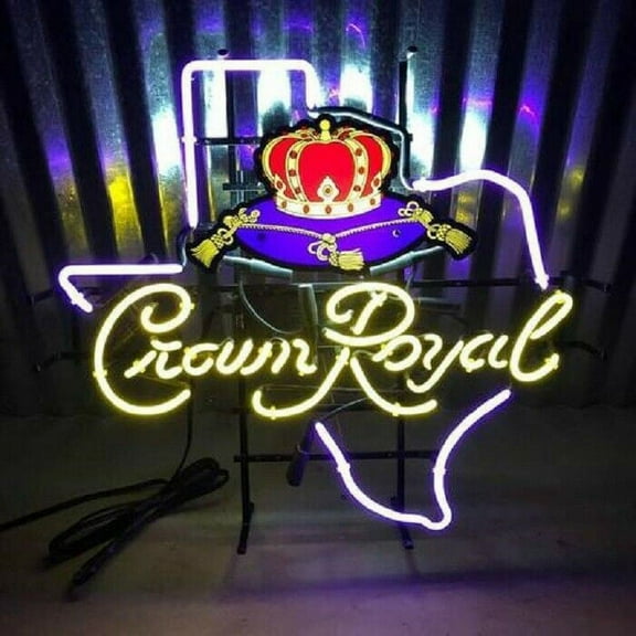 Queen Sense 24"x20" Crown Royals Texas Neon Sign Man Cave Handmade Neon Light 124CRLV2TM