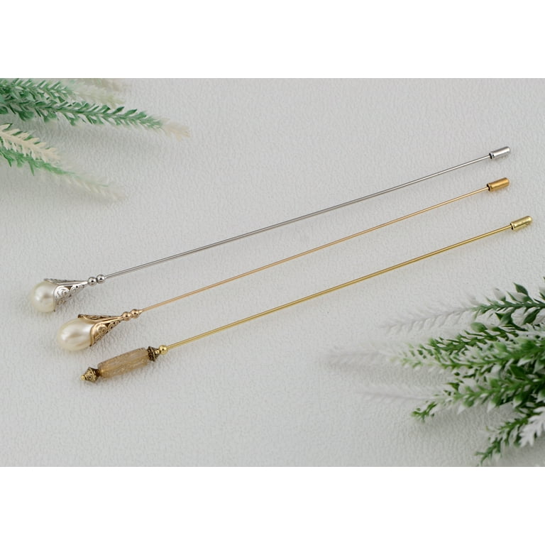 Women's Hat Pin Long Handle Golden Transparent Jewelry Pins Brooches Suit  Tie Hat Scarf Jewelry Accessories, Circular