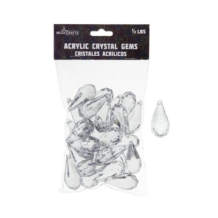 Clear Vase Gems Mega Crafts - 1/2 lb Acrylic Tear Drops Clear | Plastic Glass Gems For Arts And Crafts, Vase Fillers And Table Scatters, Decoration Stones, Shiny Pebbles ()