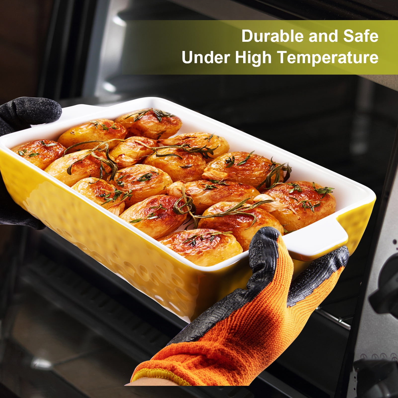 Qeeadeea Ceramic Baking Dish With Handle, Oven Ceramic Baking Pan,  Rectangular Lasagna Pan, Casserole Dish, Microwave And Oven Safe.-Blue  sorrel-7.5inch 700ml 