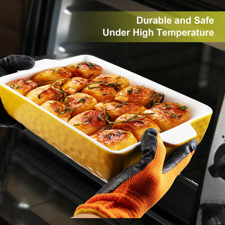 Haifle Solid Color Rectangular Baking Pans For Oven Ceramic, Shallow  Lasagna Pan With Handles, Porcelain Baking Pan-Green 