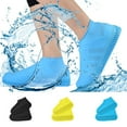 thumbnail image 2 of Waterproof Shoe Covers, Non-Slip Water Resistant Overshoes Silicone Rubber Rain Shoe Cover Protectors for Kids, Men, WomenBlueL, 2 of 8