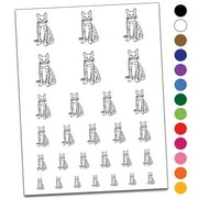 Cat Artsy Contour Line Water Resistant Temporary Tattoo Set Fake Body Art Collection - Black