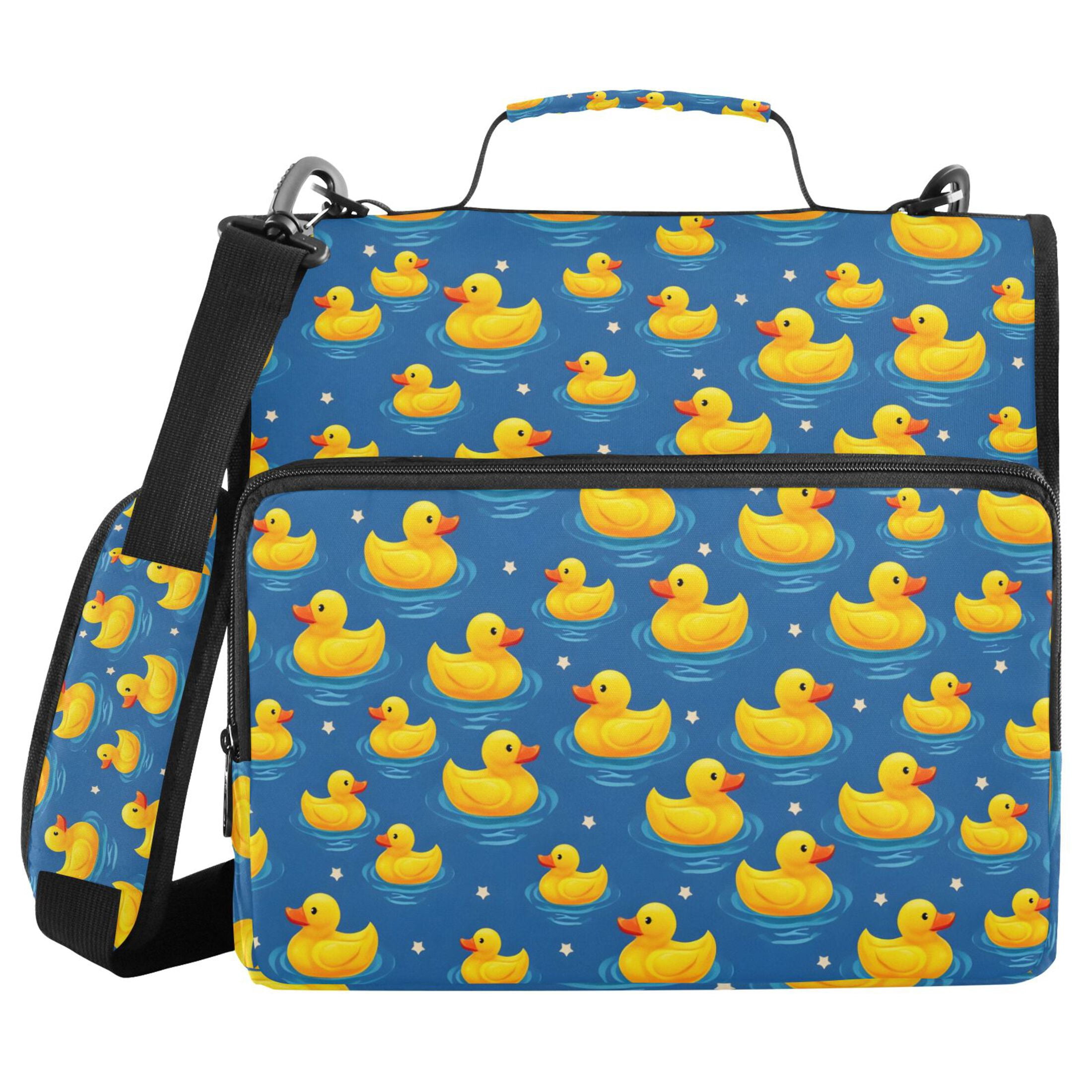 ALAZA Zipper Binder Cartoon Cute Ducks Blue 3 Ring Trapper Keeper File Folder Organizer Bag