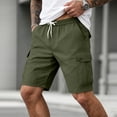 thumbnail image 4 of TKKCS Mens Relaxed Fit Cargo Shorts- Elastic Wasit Drawstring Casual Breathable Outdoor Lightweight Hiking Shorts With Multi Pockets Army Green Size XL, 4 of 7