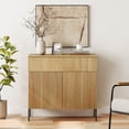 thumbnail image 2 of 31.5" Reeded Accent Cabinet with 2 Doors and Drawer, Modern Credenza Storage Cabinet with Metal Legs for Living Room, Kitchen, Dining Room, Hallway, 2 of 6