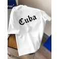 thumbnail image 2 of T-Shirt Tendance à Imprimé Cubain pour Hommes - Col Rond Décontracté, Manches Courtes, Mélange de Polyester Respirant, Lavable en Machine - Parfait pour l'Été, Tenue Décontractée d'Ététee Graphique Cubaintissu Extensible Fête des Pères, 2 of 6
