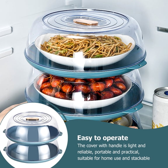 CATIEBYE Plate Covers with Non-slip Handle Plastic Blue 1 Set
