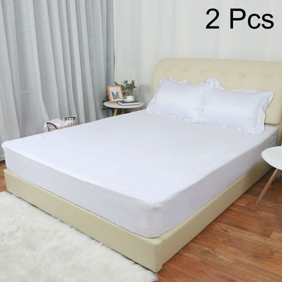 PiccoCasa 2Pcs Fitted Sheet Polyester Mattress Protector for King Size Bed