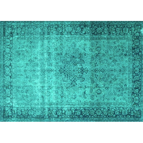 Ahgly Company Indoor Rectangle Persian Turquoise Blue Traditional Area Rugs, 3' x 5'