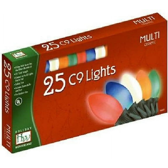Holiday Wonderland 2924-88 25 count C9 Multi Ceramic Christmas Light Set - Quantity of 1