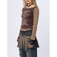 thumbnail image 4 of Women Gothic Crop Tops Striped Long Sleeve Letter Print T-shirt Y2k Aesthetic Clothes 90s Streetwear, 4 of 6