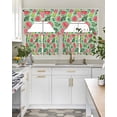 thumbnail image 4 of Watermelon Swag Kitchen Curtains Sets for Windows 24 Inch Length, Green Palm Leaves Popsicle Summer Fruit Short Window Curtain Panels Swags Valances and Tiers 3 Piece Set for Cafe/Dining Room, 4 of 5