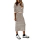 thumbnail image 1 of Conjunto de suéter PRETTYGARDEN, falda midi de punto a rayas para mujer, color albaricoque, 1 of 9