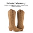 thumbnail image 4 of SMILIN Women's Knee High Cowboy Boots, Embroidered Pointed Toe Tall Western Cowgirl Boots, Camel, Size 8, 4 of 7