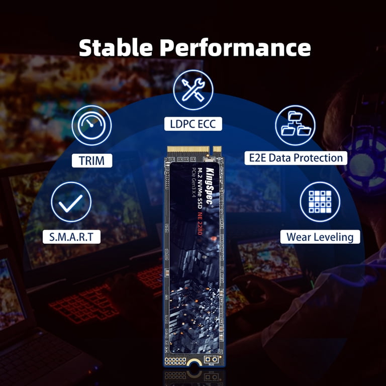 KingSpec, M.2 NVMe SSD, 1TB, Up to 2400MB/s, 2280 form factor
