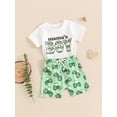 thumbnail image 6 of Aojekbee Baby Boys Shorts Set, Short Sleeve Letters Print T-shirt with Tractor Print Shorts Summer Outfit, 6 of 10
