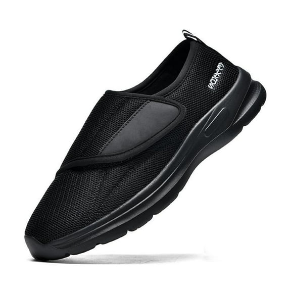 LASUDRAA Diabetic Adjustable Mens Shoes Lightweight Widen Sneakers for Swollen feet Black Size 10