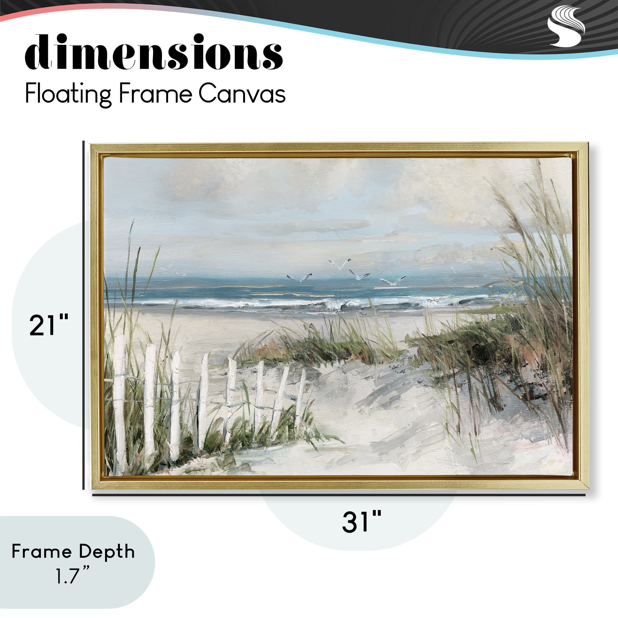 Stupell Industries Dunes With Weathered Fence Gold Framed Floater Canvas Wall Art, design by Sally Swatland