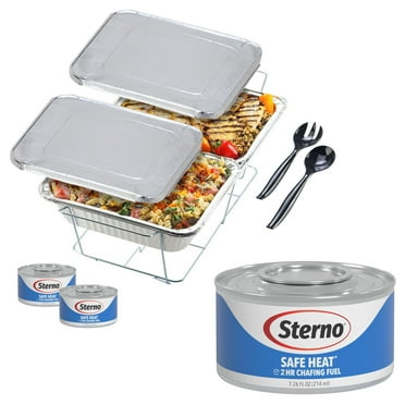 Sterno Disposable Complete Chafing Dish Buffet Set, 2-Hour Chafer Fuel, Food Warmers, Warming Trays, Lids & Serving Utensils