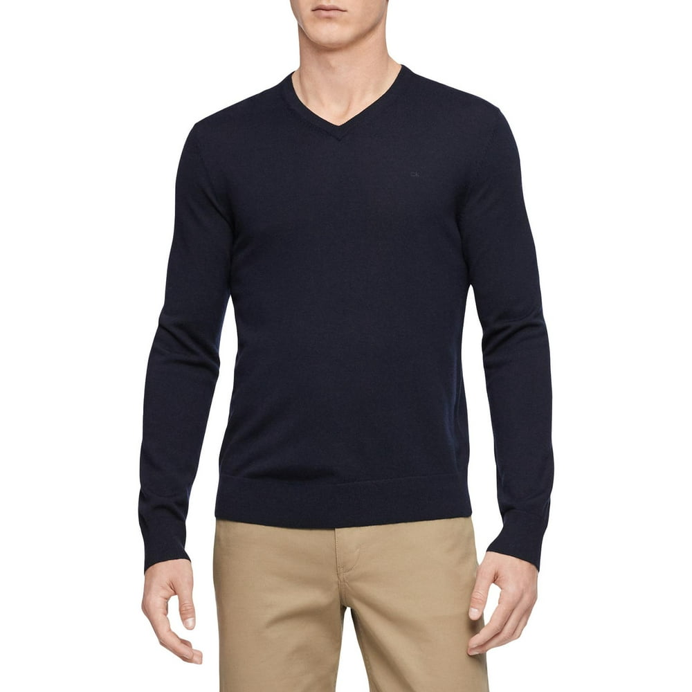 Calvin Klein - Calvin Klein Mens Wool Blend V Neck Pullover Sweater ...