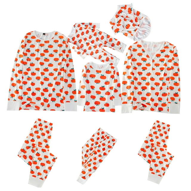 Gupgi Family Pajamas Set with Cartoon Fruit Print, Buttons Ribbed Closure