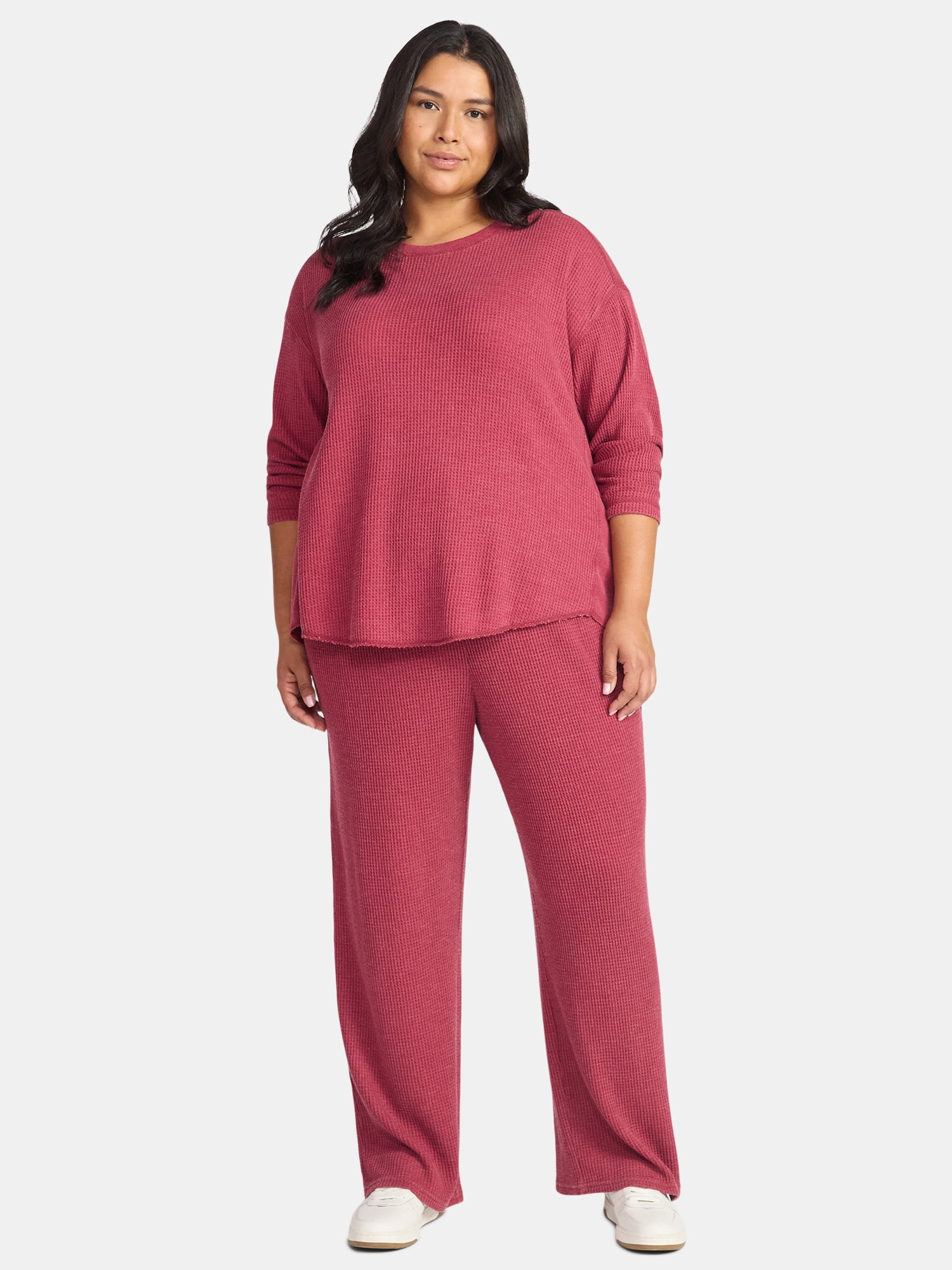 Terra & Sky Women’s Plus Waffle Knit Tunic Top, Sizes 0X-4X