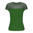 thumbnail image 5 of ZHYou Short Sleeve Shirts for Women Sheer Mesh Crew Neck Pullover Trendy Bodysuits Tops,Green,L, 5 of 9