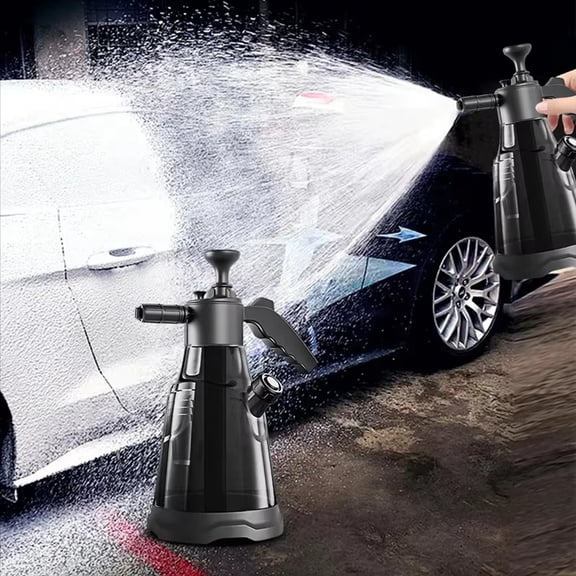 Electric Foam Sprayer 1.5L High Pressure Car Wash Bottle, Handheld Foam-Cannon with Adjustable Nozzle for Auto Detailing, Garden Watering & Home Cleaning Multi-Purpose Black