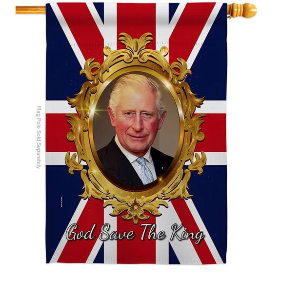 USA Decoration H180335-BO 28 x 40 in. God Save the King Sweet Life Biography Double-Sided Decorative Vertical House Flag for Decoration Banner Garden Yard Gift