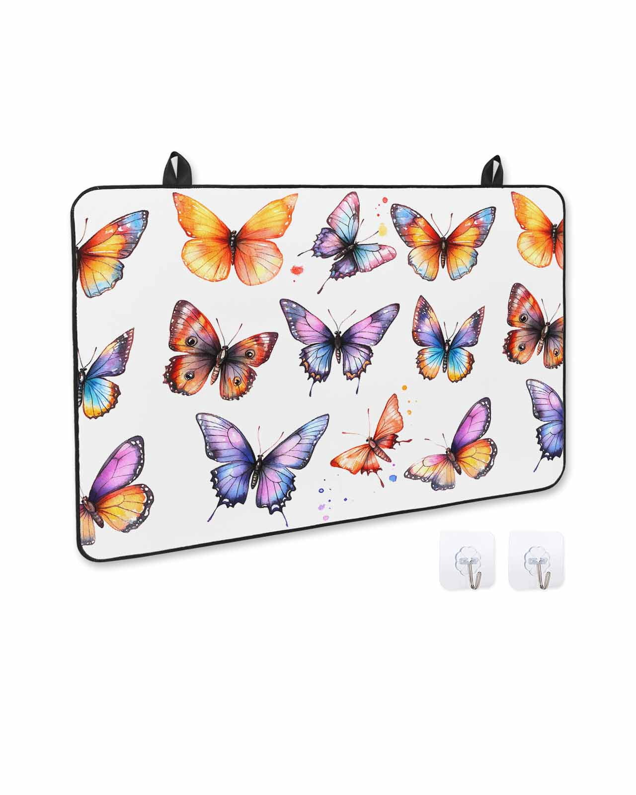 nqOlkjepod Large Induction Cooktop Protector Mat 36"x21", Modern Butterfly Stove Top Covers for Electric Stove, Spring Summer Watercolor Rustic Stove Burner Cover Mats, Glass Top Stove Cover