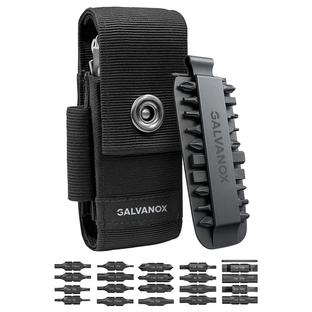 Funda de nailon GALVANOX con juego de puntas para multiherramienta, 21 piezas