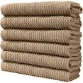 thumbnail image 2 of 6 Premium Kitchen Towels (16”x 26”, 6 Pack) – Large Cotton Kitchen Hand Towels – Ribbed Design – 340 GSM Highly Absorbent Tea Towels Set With Hanging Loop – Tan, 2 of 6