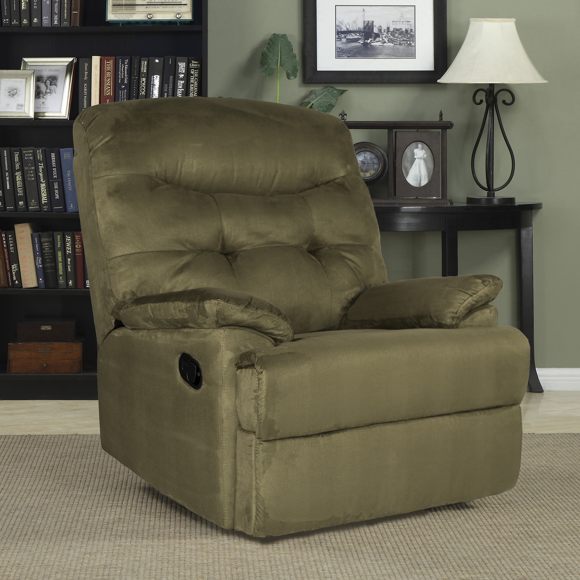 Ocean Bridge Furniture Big Jack Microfiber Wall Hugger Recliner,Green - Walmart.com