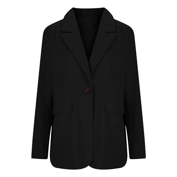 BangWanChi Women Blazers for Work Women's Solid Color Casual Fashion Long-Sleeved Cardigan Jacket Coat Top