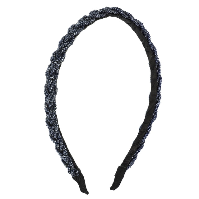 Diadema de aro Con cuentas Unique Bargains 1 pieza mujer Azul Negro 0.43 pulgadas