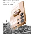 thumbnail image 6 of Compatible with Samsung Galaxy S23 Ultra 5g Case Cell Phone Ultra Slim Thin with Ring 360°Finger Stand Metal Electroplated Soft TPU Frame Shock-Absorption Bumper Hard Back Mobile Cover-Pink, 6 of 14