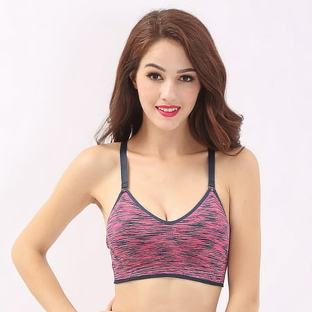 Quick Dry Sports Bra Women Push Up Padded Wirefree Adjustable Fitness Underwear Yoga Running Tops Color:Purple